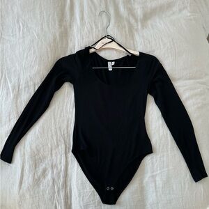 & Other Stories Black Ribbed Bodysuit